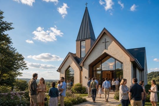 Modern Church with Congregation